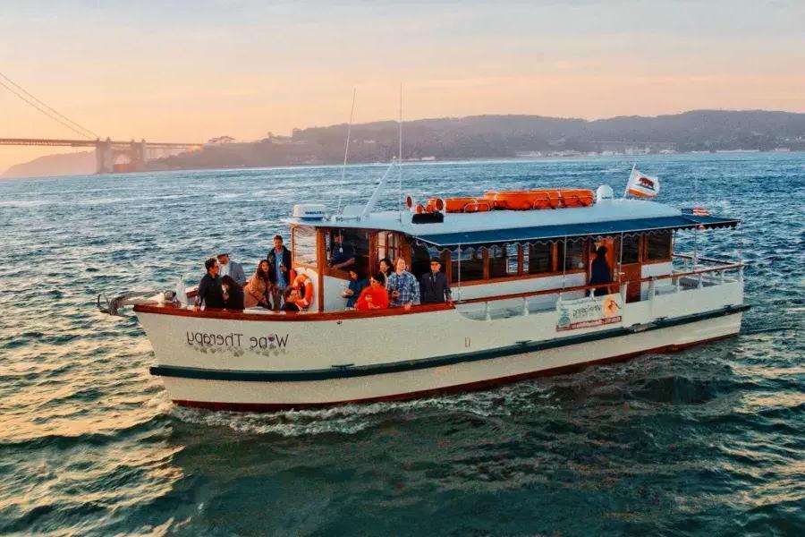 Wine Therapy boat on the SF bay. 